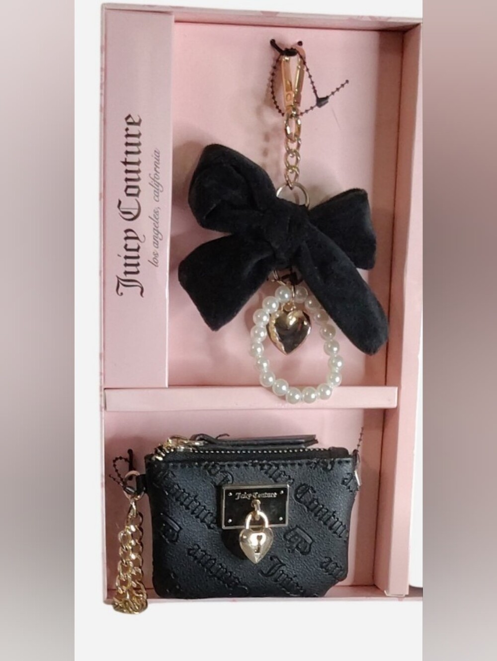 Juicy Couture Black Faux Fur Satchel Bag with Heart Lock - Picture 2 of 3